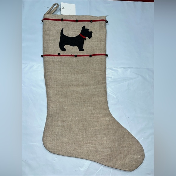 New Scottish Terrier STOCKING Scottie Tan Black Red Christmas Jute cotton BELLS - Picture 11 of 12